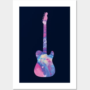 T-Style Electric Guitar Watercolor Texture Posters and Art